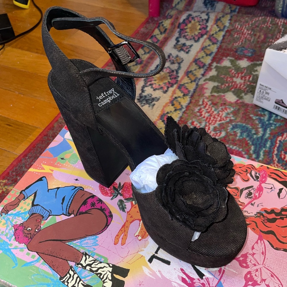 New Jeffrey Campbell brown denim heels